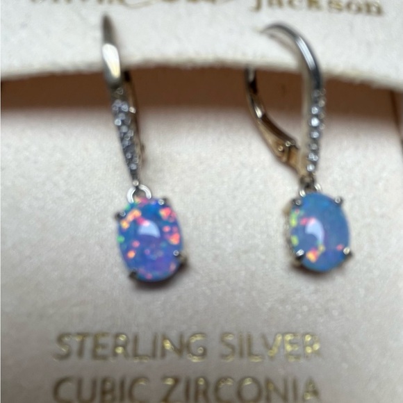 STERLING SILVER & CUBIC ZIRCONIA Hoop Earrings by Olivia and Jackson - Picture 4 of 14